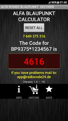 Blaupunkt Alfa RadioCodeDecode android App screenshot 1