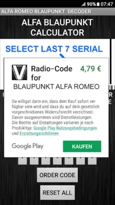 Blaupunkt Alfa RadioCodeDecode android App screenshot 3